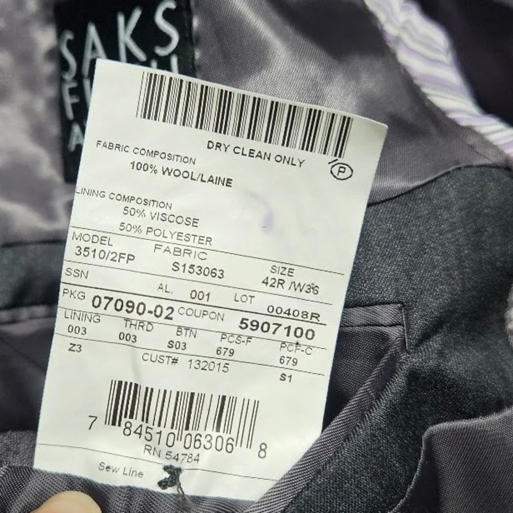 Saks Fifth Avenue Blazer Mens 42R Grey Ermenegildo Zegna Wool Sport Coat